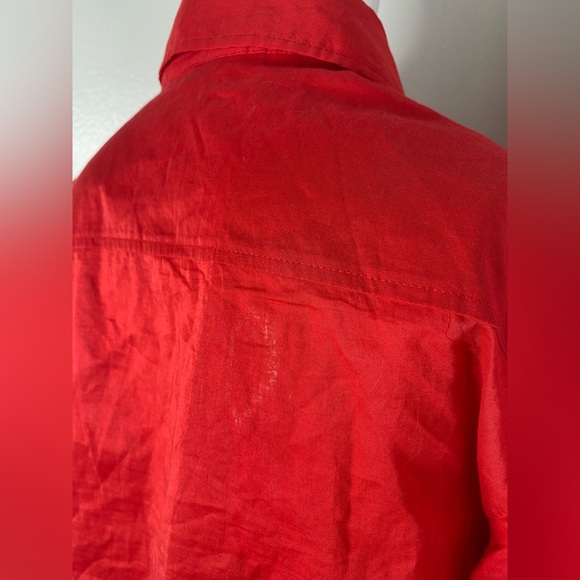 THEORY L Vibrant Sheer Red Button-Up Shirt - Picture 8 of 13